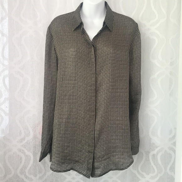 Club Monaco Tops - Club Monaco Cream Black Collared Blouse